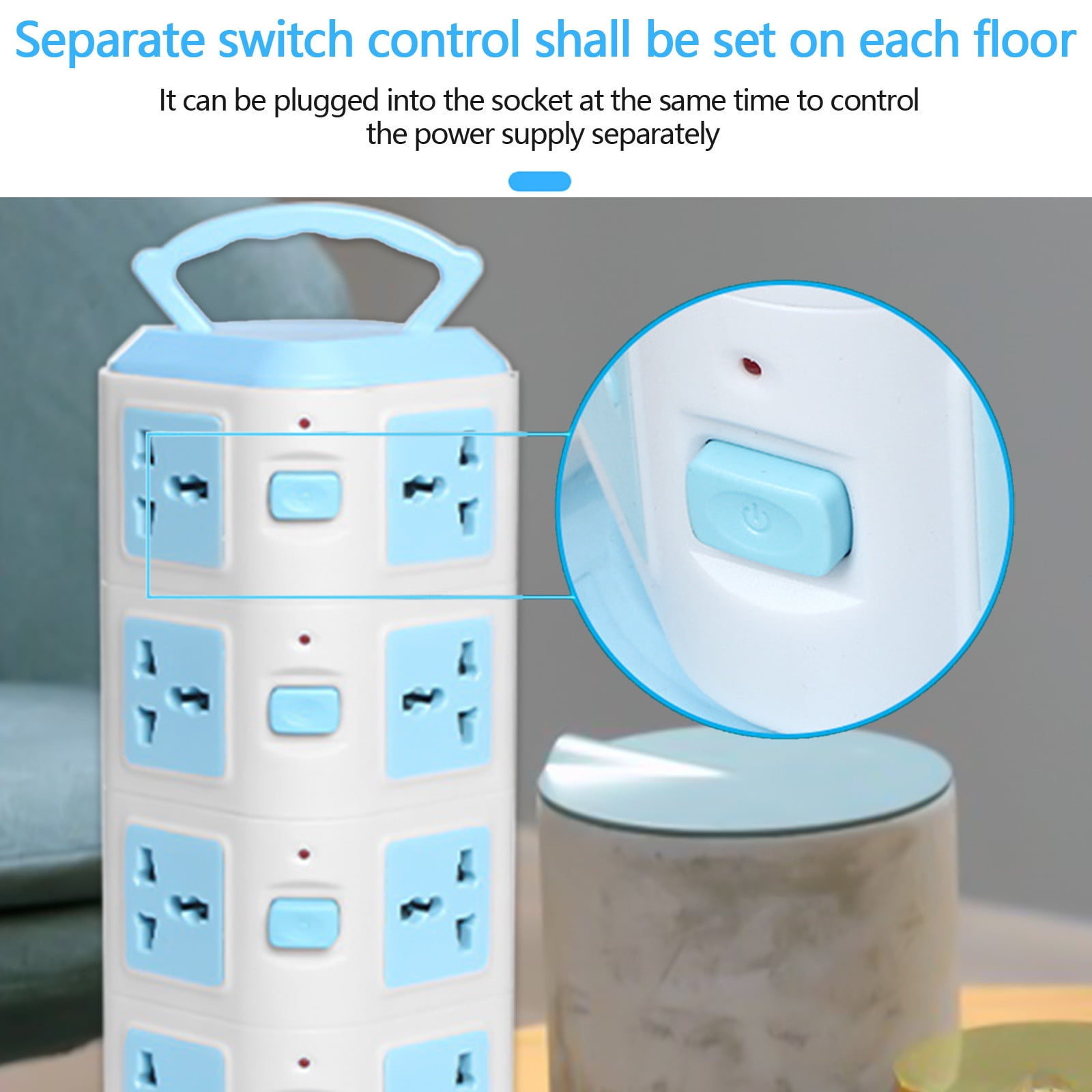 Qonioi Power Strip Tower, Surge Protector with 20 Outlets & 3 USB Ports, Vertical Charging Station for Home Office, 6.6ft Extension Cord Electrical Strip (White)