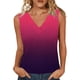 thumbnail image 1 of Mujeres sin mangas Tops de verano gradiente color fuera de posición impresión V-cuello blusa casual Mujeres V-cuello de verano Tops, 1 of 8