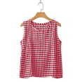 thumbnail image 5 of Womens Gauze Tank Tops Trendy Plaid Gingham Boho Blouses Summer Casual Tunic Top Beach Cute Sleeveless Shirt Red Size S, 5 of 5