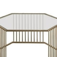 thumbnail image 4 of Mirrored Top Hexagon Coffee Table With Vertical Line Metal Base Champagne and Clear - Saltoro Sherpi, 4 of 5