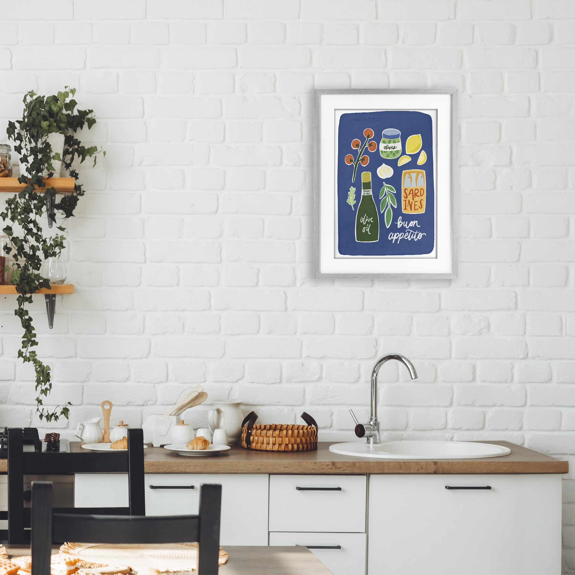 Stupell Industries Italian Kitchen Necessities Gray Framed Print Under Glass, design by Amanda Houston