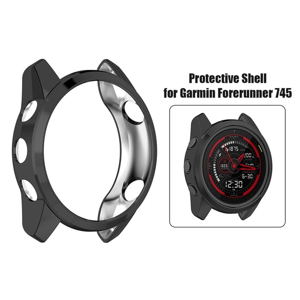 Funda de TPU chapada para Garmin Forerunner 745 Cover Bumper Protector (Negro)