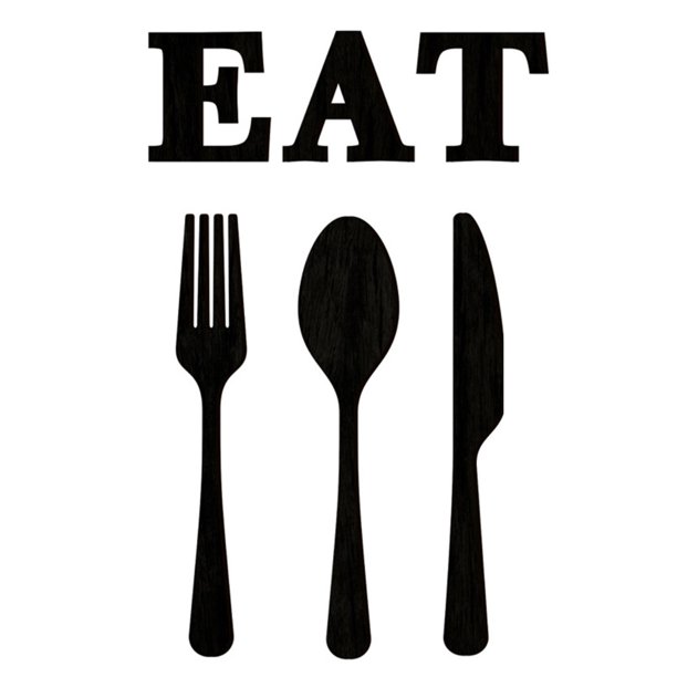 Wood EAT Sign Fork Spoon Knife Wall Decor Large Wooden Letters Mural