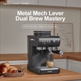 thumbnail image 3 of AEOMJK espresso machine with built-in grinder, capable of making both cold and hot coffee, retro design with lever switch, 20BAR pressure for extraction, steam wand for frothing milk, 1.8L removable, 3 of 13