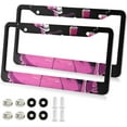 thumbnail image 2 of Pink Skeleton 2 Pack License Plate Frames,Universal Aluminum Car License Plate Covers with 2 Holes and Screws Home Decor, 2 of 7