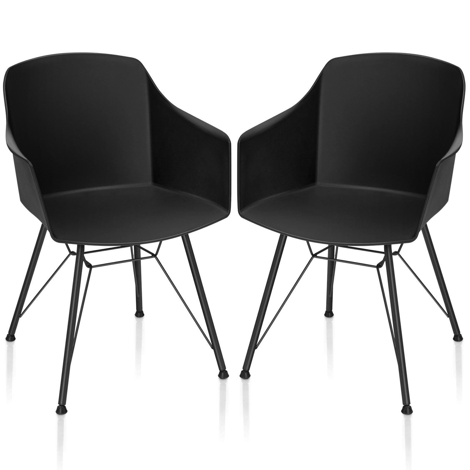 Giantex Set of 2 Dining Chairs, Modern Molded Plastic Arm Chairs w