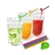 thumbnail image 1 of 100pcs Reusable Drink Pouches With 100 Individually Wrapped Straws For Adults Clear Drink Bags With, 1 of 5