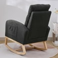 thumbnail image 5 of Modern Accent Rocking Chair with Solid Wood Legs, Mid-Century Nursery Rocking Armchair with Ergonomic High Backrest , Glider Rocker with Side Pocket for Living Room, Lounge and Bed Room, Dark Gray, 5 of 9