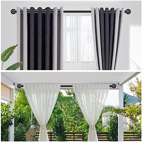 2 Pack Bronze Industrial Curtain Rods for Windows 48 to 84 Inch(4 to 7 Feet), 1 Inch Diameter Blackout Wrap Around Adjustable Heavy Duty Window Drapery Rods, Indoor and Outdoor