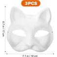 thumbnail image 5 of Máscara de zorro de papel blanco pintada a mano, máscara de gato bricolaje máscara de fiesta japonesa, drama blanco, 3 piezas, 5 of 5