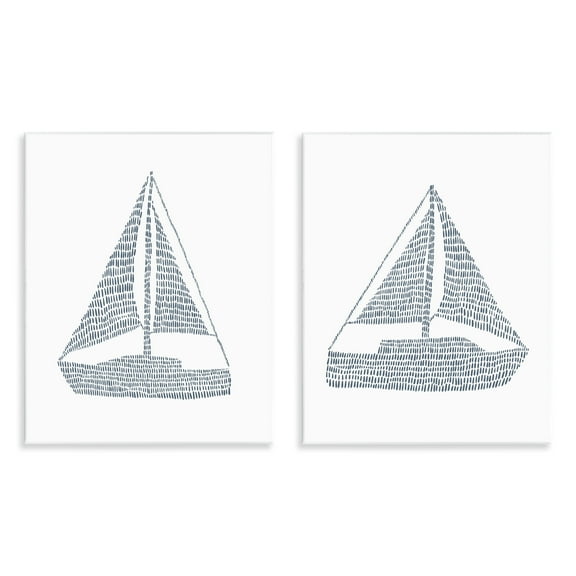 Stupell Industries Simple Lines Nautical Sailboats Nautical & Beach Painting Unframed Art Print Wall Art, 11 x 14, Set of 2