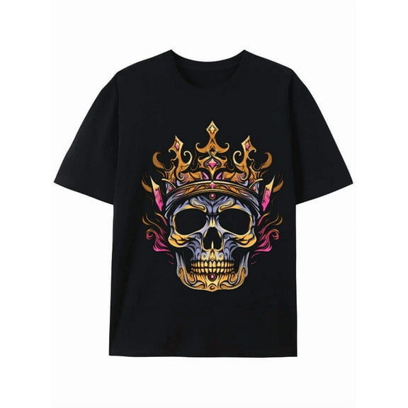 Royal Skull Crown Graphic Tee - Bold and Unique Design