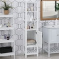 thumbnail image 4 of HOMCOM Armoire de Rangement Haute pour Salle de Bain, Tour de Linge Étroite Autoportante avec Étagères et Design Compact, Blanc, 4 of 10