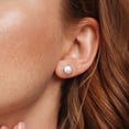 thumbnail image 2 of Everly Women's 8-8.5mm Cultured Freshwater Pearl & Diamond Accent Sterling Silver Halo Stud Earrings, 2 of 8