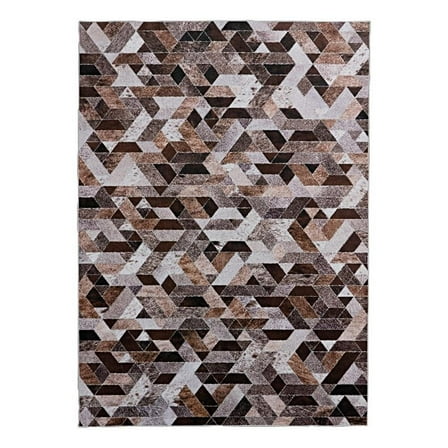 Linon Laredo Lockhart Polyester Faux Cowhide 3' X 5' Accent Rug in Brown