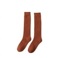 thumbnail image 2 of Women's long tube calf socks autumn and winter plus velvet padded towel socks warm high tube knee solid color calf socks-turmeric, 2 of 6