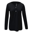 thumbnail image 5 of Odbmxy Layering Tops for Women Long Sleeves Black Tops for Women Casual Solid Color Slim Knit Button Tops, 5 of 6