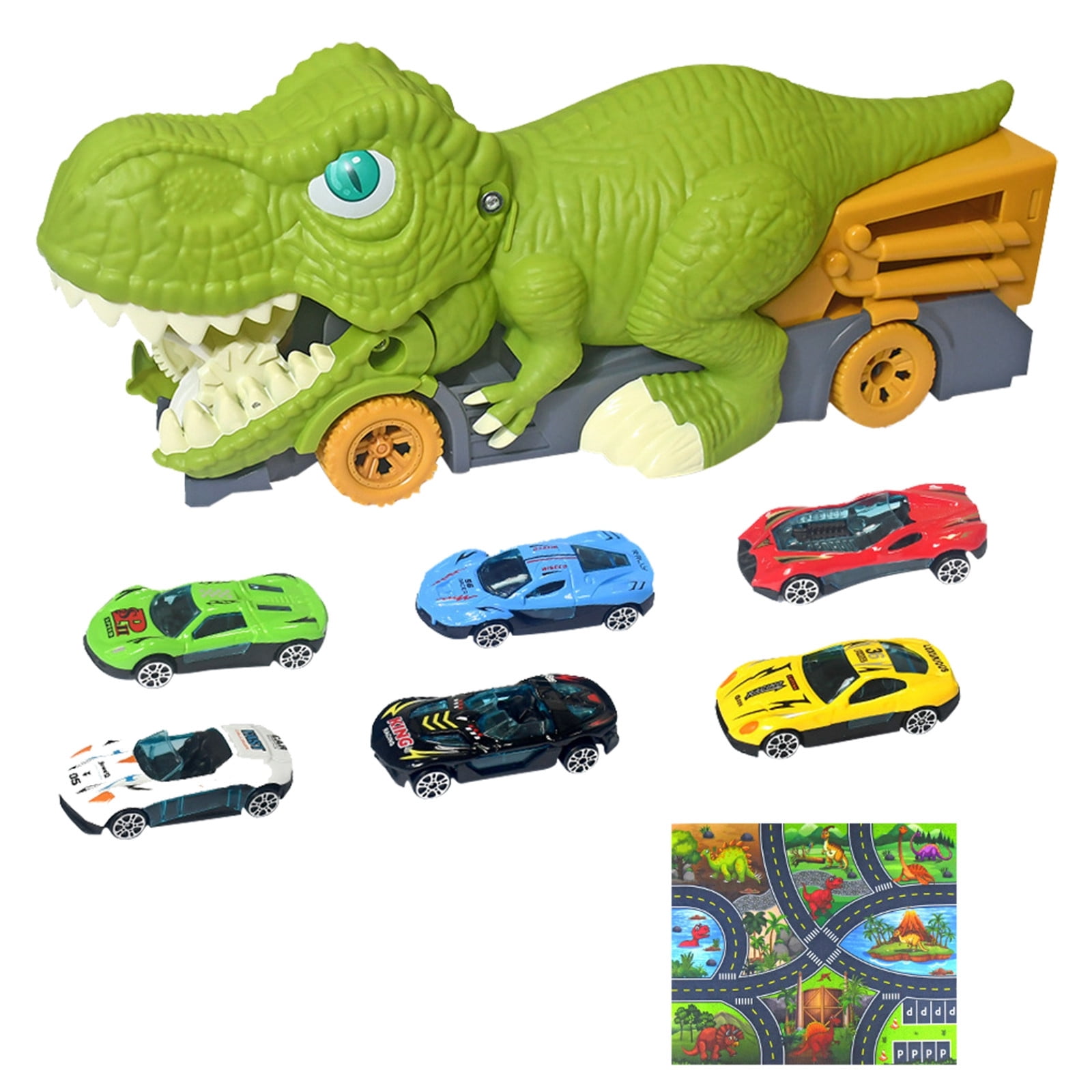 Large Dinosaur Devouring Car Dinosaur Toy Truck for Kids, 1 Dinosaur Devouring with 6 Alloy