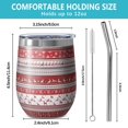 thumbnail image 5 of 12oz Stemless Wine Tumblers Red Christmas Folk Pattern Vacuum Insulated Stainless Steel Travel Tumbler Cups Mug with Lid and Straw for Champaign,Cocktail,Beer with Cleaning Brush, 5 of 5