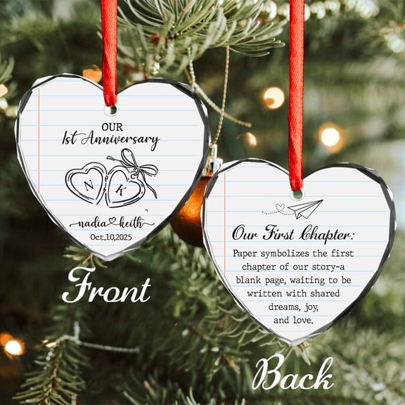 Paper Traditional 1st Wedding Anniversary Ceramic Ornament - Glass-Look Finish with Romantic Passage, One-Year Anniversary Gift for Boyfriend