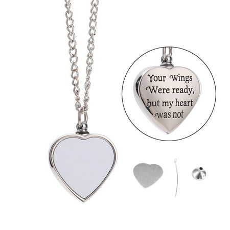 Personalized Custom Heart Pendant Photo Cremation Jewelry Sublimation Urn Necklace for Ashes Keepsake Memorial Pendant