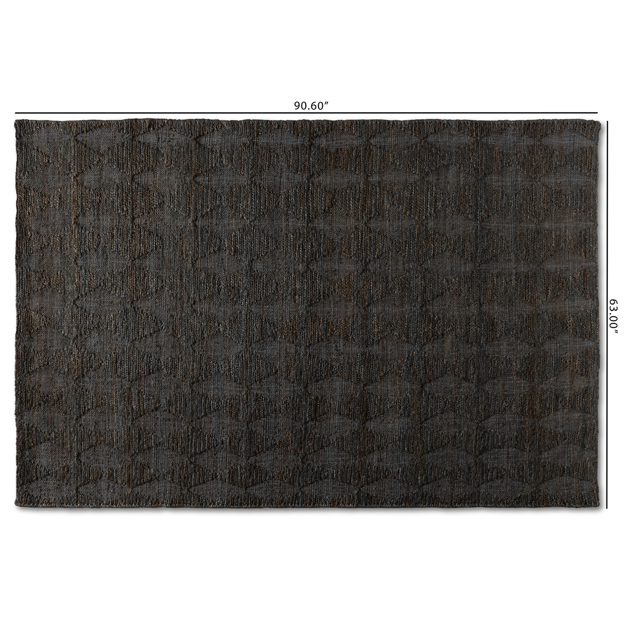 Baxton Studio Burma Modern and Contemporary Dark Grey Hand-Knotted Hemp Area Rug