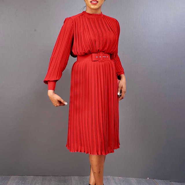 mtvxesu Robes pour Jeunes Adultes, Mode Femmes Robe-Chemise à Col Rond à Manches Longues avec Bandage à Taille Haute Robes en Denim