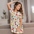 thumbnail image 3 of Easygdp Crabs Shrimps Camisón de manga corta para mujer, informal, estampado, 3 of 6