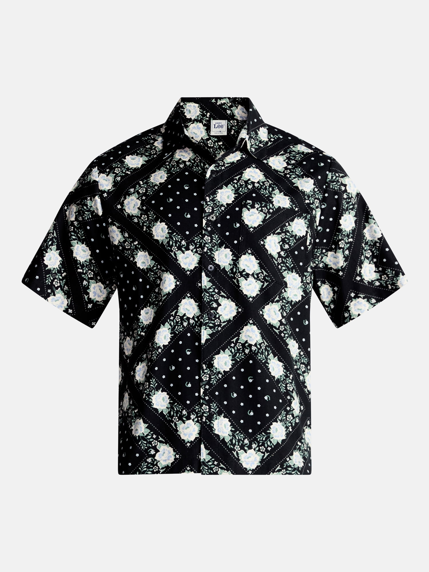 Kacey Lee Men's Button Up Woven Shirt with Short Sleeves, Sizes S-2XL