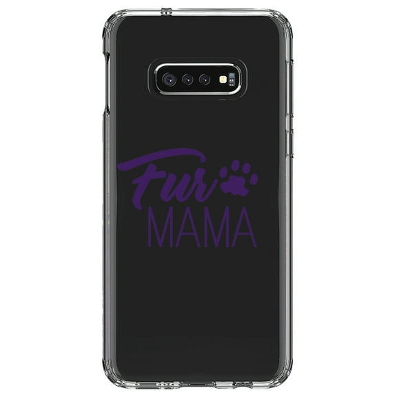 DistinctInk Clear Shockproof Hybrid Case for Samsung Galaxy S10e (5.8" Screen) - TPU Bumper Acrylic Back Tempered Glass Screen Protector - Fur Mama - Dog Paw