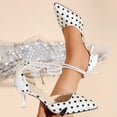 thumbnail image 2 of hoksml Women's Polka Dot Pearl Ankle Strap Heels, Bow Kitten Heel Pumps for Party and Daily Wear, 2 of 9