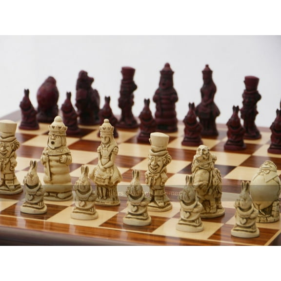 Berkeley Alice in Wonderland Ornamental Chess Set (cream and red, board not included)