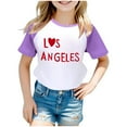 thumbnail image 1 of MEZZALL T-Shirt Raglan Imprimé pour Filles et Garçons, Manches Courtes, Polyvalent, Violet, 3-4 Ans, 1 of 3