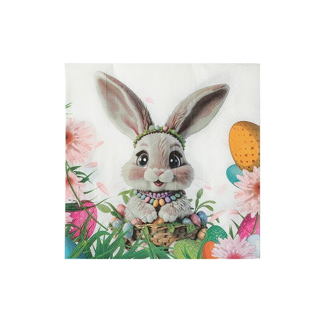 Easter Bunny Printed Paper Napkins Set Of 20 Disposable Luncheon Napkins For Party Tableware Spring Celebration Home Decor