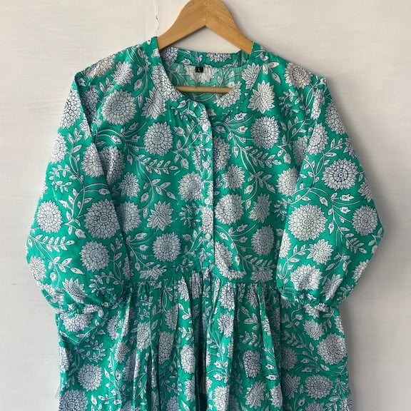 Kitty Printed Cotton Dress, Handblock Cotton Dress,Indian Print Dress,Cotton Block Dresss,Block Print Dress,Long Dresses