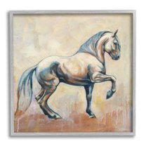 Stupell Industries Modern Prancing Stallion Animals & Insects Painting Gray Framed Art Print Wall Art, 12 x 12