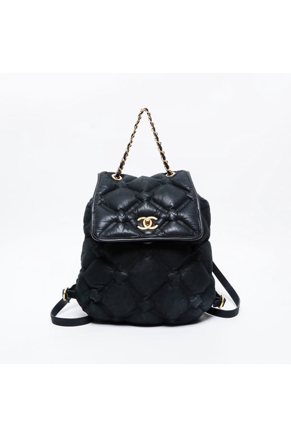 Pre-Owned CHANEL Bubble 23 Series Leather Matelasse 2016-2017 Backpack/Daypack, Black, WS21072