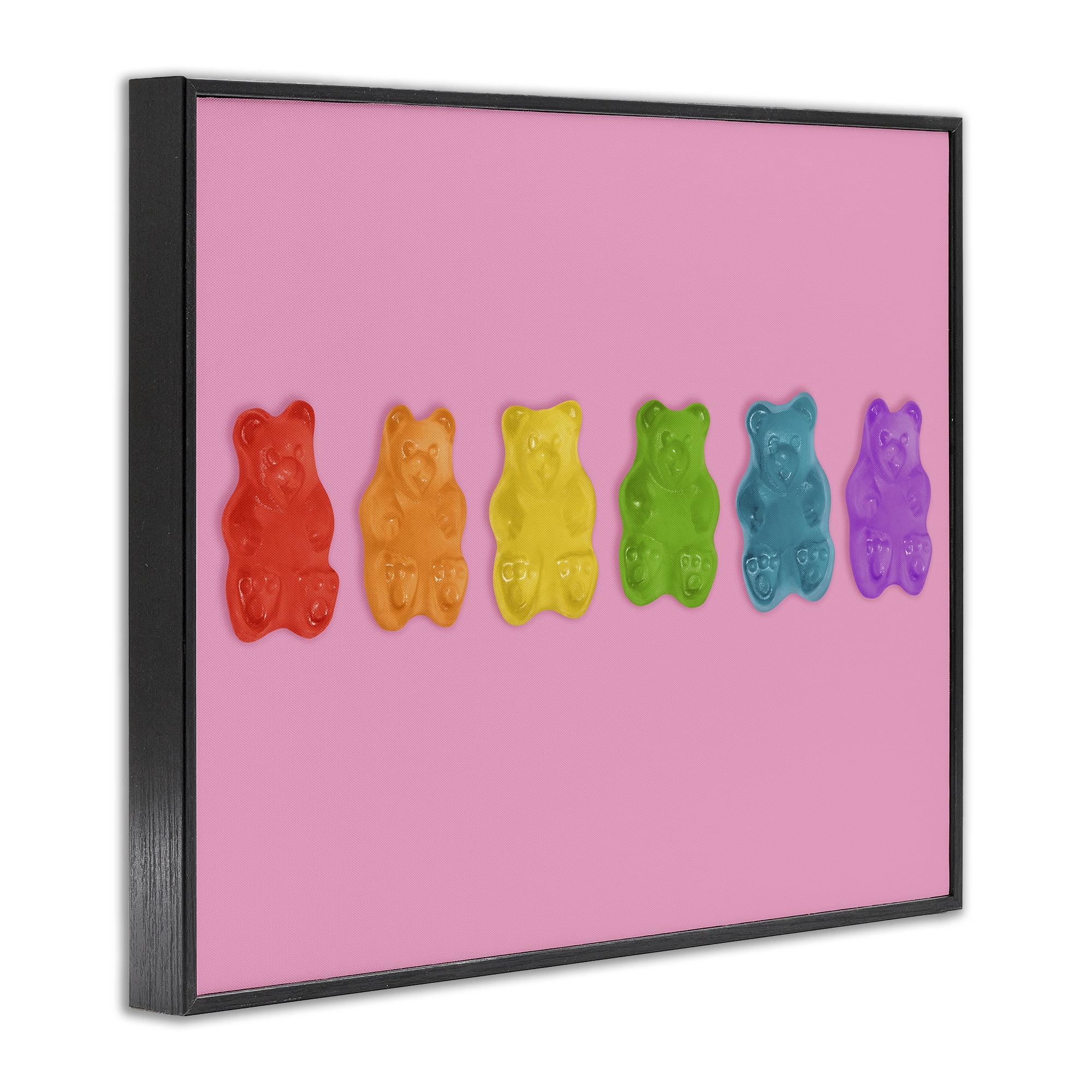 Stupell Industries Rainbow Gummy Bears on Pink Black Framed Giclee Art, design by LISH Creative