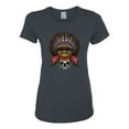thumbnail image 2 of Funny Bird Chief Skull and Roses Vintage Fashion Womens Graphic T-Shirt, Charcoal, Large, 2 of 4