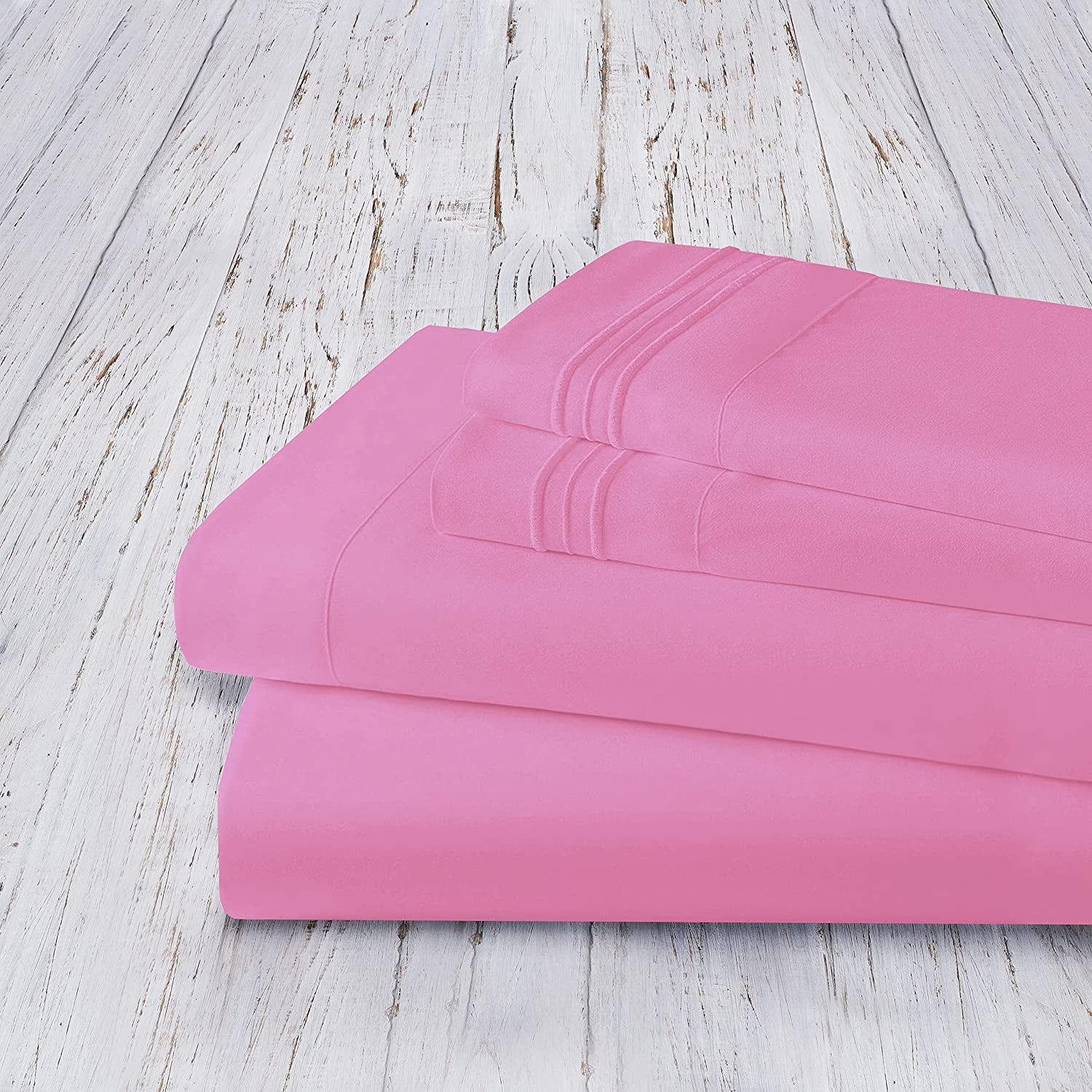Bed Sheet Set - Brushed Microfiber Bedding - Bedding Sheets & Pillowcases - Deep Pockets - Easy Fit - Breathable & Cooling Sheets, King, Light Pink