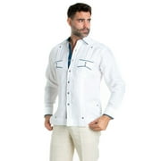 Mojito Collection Men's Premium 100% Linen Guayabera Shirt with Contrast Trim