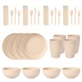 thumbnail image 1 of Nvzi 28pcs Wheat Straw Dinnerware Sets for 4 - Lightweight Unbreakable - Microwave Dishwasher Safe - Perfect for Picnic, Dorm,Camping Plates Cups and Bowls Set -Beige, 1 of 5