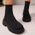 thumbnail image 6 of hopeusnice Round Toe Knit Ankle Boots Women Breathable Chunky Boots for Street Style Black 42, 6 of 8