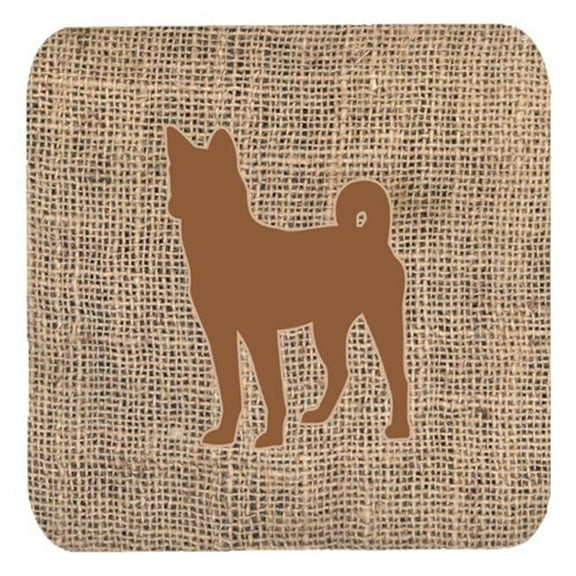 Basenji Burlap and Brown Foam Coasters, Set - 4