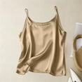 thumbnail image 2 of Inleife Women's Sleeveless Tops Solid Color Satin Casual And Fashionable Camisoles with Side Slits Gold L, 2 of 6
