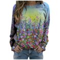 thumbnail image 1 of Sudadera de manga larga con estampado de cuello redondo para mujer Blusa informal Tops Pompotops  gfhjh3298, 1 of 4