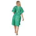 thumbnail image 2 of HAPPY BAY Women's Summer Relaxed Fit Caftan Short Beach Loungewear Dashiki House Dress for Women 2X-3X Green, Leaves, 2 of 6