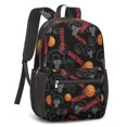 thumbnail image 2 of Basketball and Hoop Black Pattern 17" School Backpacks for Teens,Waterproof Oxford Fabric,S-Shape Padded Straps for School,Travel,Hiking,Camping, 2 of 6