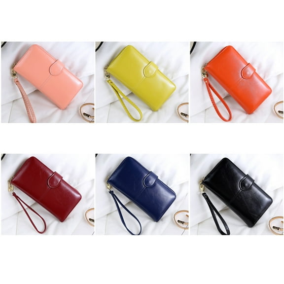 KALLORY Oil Wax Leather Wallet Practical Wallet Miss 19.00X10.00X3.50CM Blue