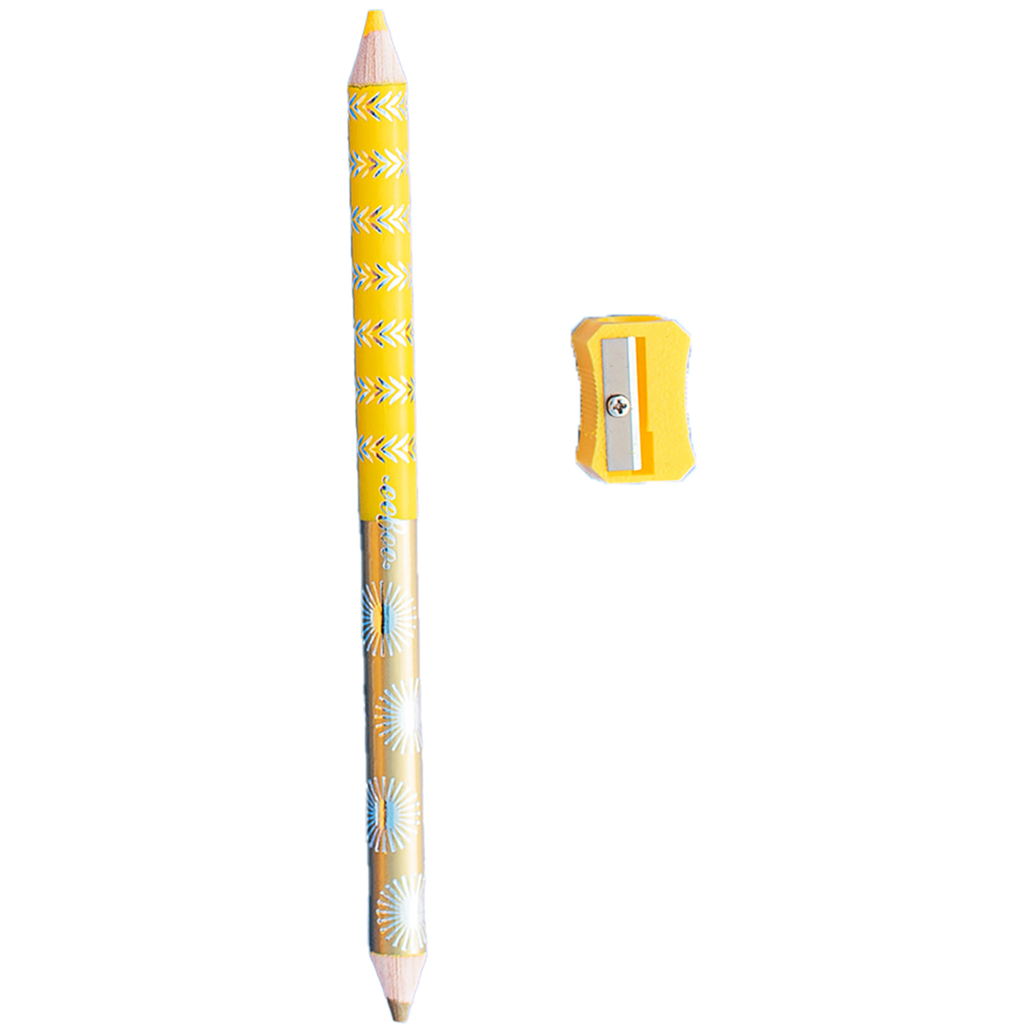 eeBoo: Double-Sided Jumbo Colored Pencils – Sea Life - 6pc Set, 12 Metallic & Fluorescent Colors, Sharpener, Chunky Foil Barrel, Kids Art Supplies